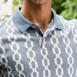 Campus Sutra Geometric Printed Polo Collar Cotton Regular Fit T-shirt image 2