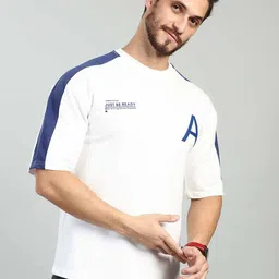 BE POSITIVE Typography Printed Pure Cotton Drop Shoulder T-shirt image 2