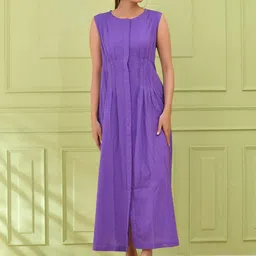SIDDHO HUM Women Round Neck Cotton Fit and Flare Dress image 5