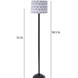tu casa Contemporary White and Blue Cotton Shade Club Floor Lamp With Iron Base image 5