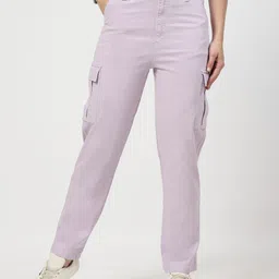 COSMIC TRIO Women Relaxed Straight Leg Loose Fit Cargos Trousers-image-42
