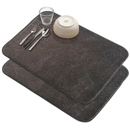 Aura 2Pcs Brown Self Design Anti-Skid Microfiber Dish Drying Kitchen Mats-picture-32