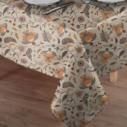 Aura Tan Floral 6-Seater Table Cover image 3