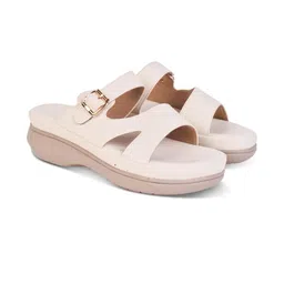 SUKART Women Cream Synthetic Leather Open Toe Heel Sandals-picture-0