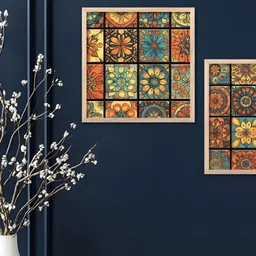 Kotart Brown & Blue 2 Pieces Floral and Botanical Wooden Wall Art-image-35