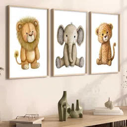 WALLLANE White & Brown Wooden 3 Pieces Cartoon Art Rectangle Wall Arts-43cmx33cm-image-23