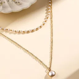 Priyaasi Gold-Plated Pearls Beaded Layered Necklace-picture-40