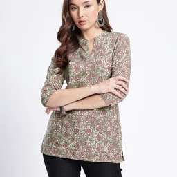 Anouk Rustic Floral Printed Mandarin Collar Straight Kurti image 4