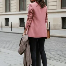 HERE&NOW Notched Lapel Collar Long Sleeves Single-Breasted Blazer image 4