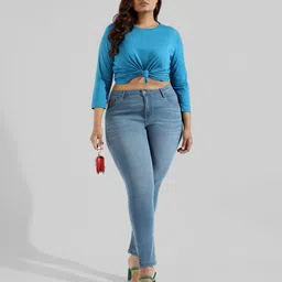 instafab plus Women Regular High Rise Light Blue Jeans image 5