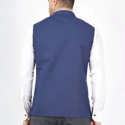 Badoliya & Sons Cotton Linen Woven Nehru Jacket With Pocket Square image 2