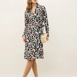 Styli Women Abstract Printed Shirt Midi Dress-picture-35