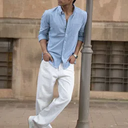 Powerlook Men Solid Button-Down Collar Pure Cotton Casual Shirt-image-76