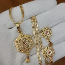 JEWELLERY HEAVEN Gold-Plated Artificial Stones Studded Jewellery Set-picture-25