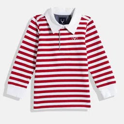 Allen Solly Junior Boys Striped Polo Collar Pure Cotton T-shirt-image-11