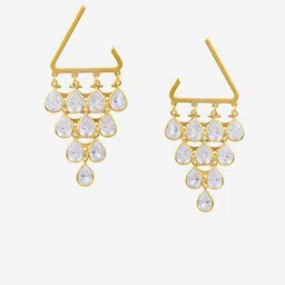Kushal's Fashion Jewellery Gold-Plated Classic Zircon Studded Drop Earrings image 3