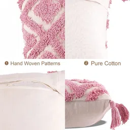 Decazone Pink & White 2 Pieces Geometric Printed Cotton Cushion Covers image 5