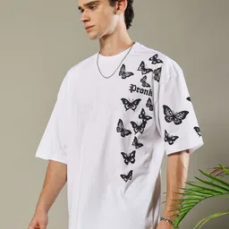 PRONK Graphic Printed Drop-Shoulder Sleeves Oversized Cotton T-shirt image 5