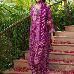 KALINI Women Ethnic Motifs Embroidered Sequinned Kurta &Trousers With Dupatta-picture-26
