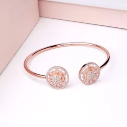 GIVA Women 925 Sterling Silver Rose Gold-Plated Cubic Zirconia Studded Cuff Bracelet-picture-14