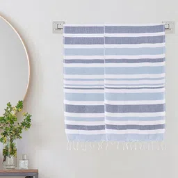 KLOTTHE Blue Striped Pure Cotton 233 GSM 2 Pieces Adult Bath Towels-59 Inch X 29.5Inch-picture-17