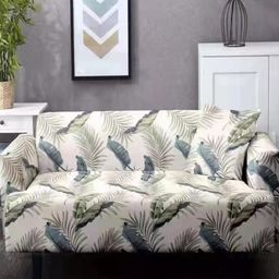 HOUSE OF QUIRK Beige & Green Solid Three Seater Sofa Cover With Arms-picture-19