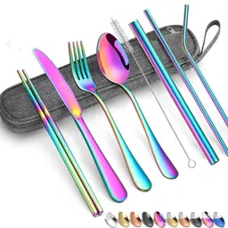 flostrain WK-Tea Spoon Mosaic Gol Stainless Steel Cutlery Set-picture-38