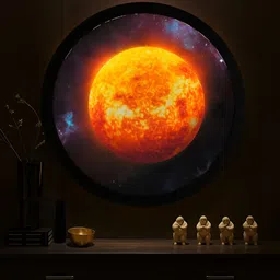 Homspurts Multicoloured Wood Spherical Shaped Wall Lamp image 3