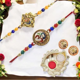 MEIRA JEWELLERY 2-Pcs Rakhi With Roli Chawal & Greeting Card-picture-18