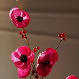 Pure Home and Living Pink & Brown Poppy Berry Artificial Flower Without Pot image 5