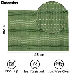 HOKIPO Green & White 6 Pieces Striped Reversible Bamboo Dining Table Placemats image 3