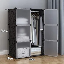 mevigo 6-Door 6-Shelf Plastic Collapsible Cupboard PC Collapsible Wardrobe image 2