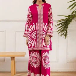 Swibona Printed Mandarin Collar Tunic & Palazzos Co-Ords Set-picture-37