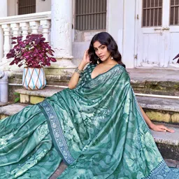 TIRA Floral Silk Blend Saree image 4