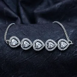 AILYAK Women 18kt White Gold Plated Heart Cubic Zirconia Diamond Bracelet-picture-26