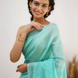 SP TEXTILE CLOTHES Woven Design Linen Blend Handloom Saree image 2