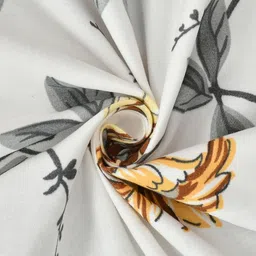 Lunar Days White & Yellow Floral Printed 160 TC King Bedsheet with 2 Pillow Covers image 2