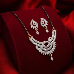 Suvasana Artificial Stones Studded & Beaded Mangalsutra With Earrings-picture-40