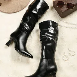 VALIOSAA Women Pointed Toe Zip Knee Length Boots-picture-39