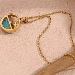 Tipsy closet Gold-Plated Stainless Steel Artificial Stones & Beads Necklace image 4