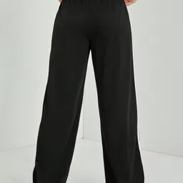 daphne maurier Women Loose Fit White, Black Cotton Blend Trousers-picture-12
