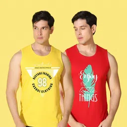 WOOSTRO Men Pack of 2 Typography Printed Slim Fit T-shirt image 4