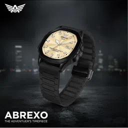 Abrexo Men Dial & Straps Analogue Date Aperture Watch Abx7201 GD BK MGT ST-picture-39