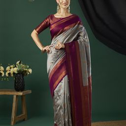 HI FI NX Ethnic Motifs Zari Pure Silk Banarasi Saree-picture-22