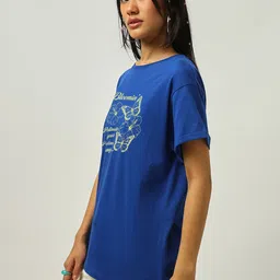 Bewakoof Women Graphic Printed Round Neck Cotton T-shirt image 3