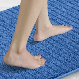 OBSESSIONS Blue Anti-Skid Super-Soft Rectangular Ultra-Absorbent 2000-GSM Bath Rug image 5