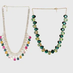 Anouk Set Of 2 Gold-Plated American Diamond Gemstone Studded Jewellery Set-picture-21