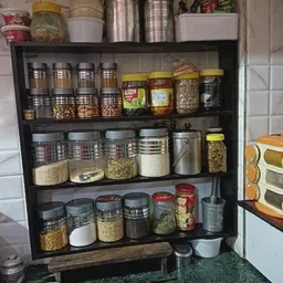 Containers Kitchen Rack WALL SHELF BROWN KITCHEN RACK Wood-image-6