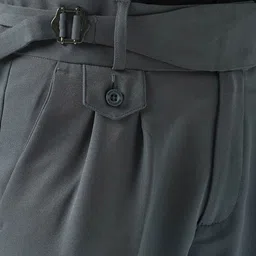 Banana Club Men Greyish Blue Gurkha Smart Pleated Regular Fit Mid-Rise Trousers image 4