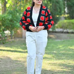 WINDROP SOLUTIONS Women Floral Printed Crop Cardigan with Embroidered Detail-picture-41